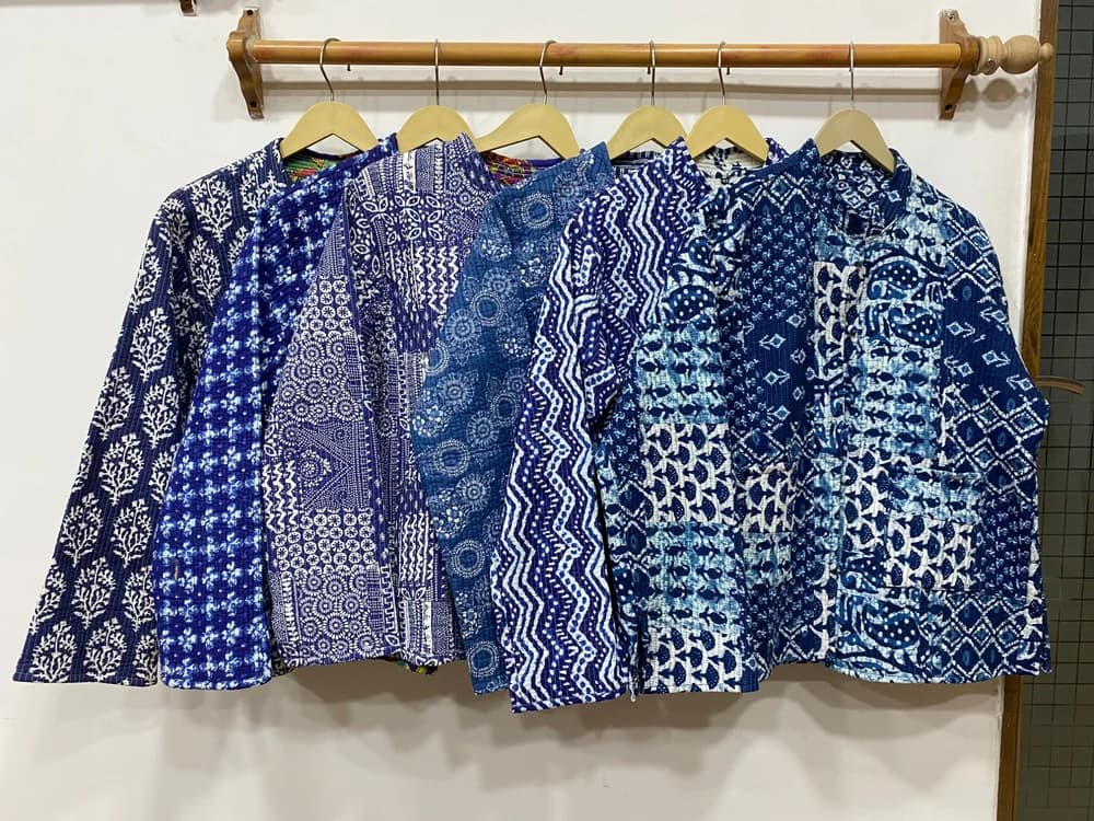 Assorted Indigo Cotton Quilted Jacket